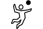Strichzeichnung eines Volleyballspielers, der einen Volleyball spielt.